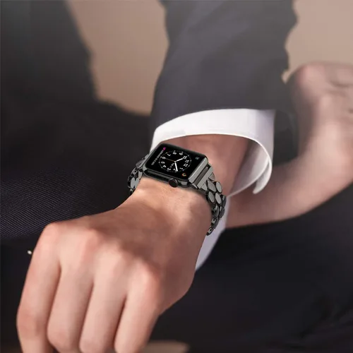 Vista 6 de Moolia Correa Elegante de Metal Compatible con Correa de Apple Watch de 38mm, 40mm, 41mm, 42mm, Correa de Moda para Mujer, Correa de Repuesto