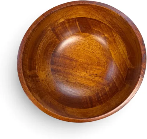Vista 6 de Lipper International - Cuenco con borde ondulado de madera de caucho con acabado de cereza para frutas, ensaladas o palomitas de maíz, pequeño, 7.5