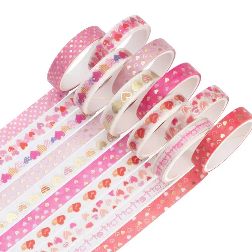 Vista 7 de YUBBAEX Juego de 10 rollos de cinta washi brillante, 8 mm de ancho, de lámina dorada decorativa para álbumes de recortes, planificador, manualidades
