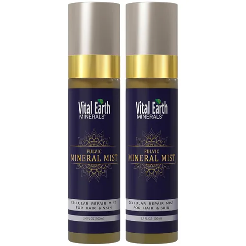 Vista 8 de Vital Earth Fulvic Mineral Facial Mist, apto para viajes, antienvejecimiento facial y cabello en aerosol para renovación e hidratación celular, 3.4
