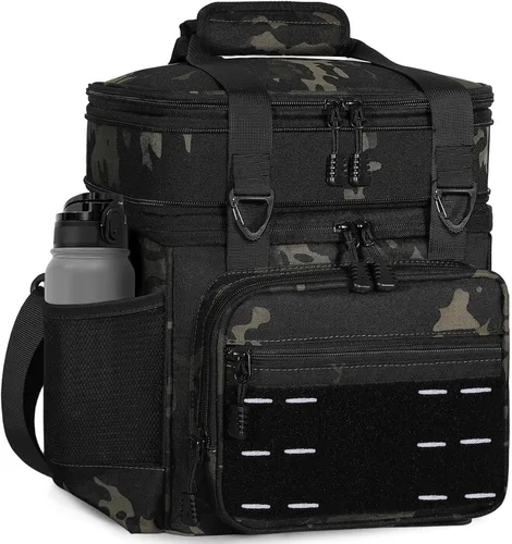 Vista 8 de Bolsa de almuerzo con enfriador - Lonchera táctica aislada para hombres y mujeres - Lonchera grande para adultos, trabajo, al aire libre, turnos