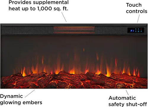 Vista 2 de Real Flame Chimenea eléctrica de paisaje, calentador de chimenea reemplazable, efecto realista de registro y llama, temporizador