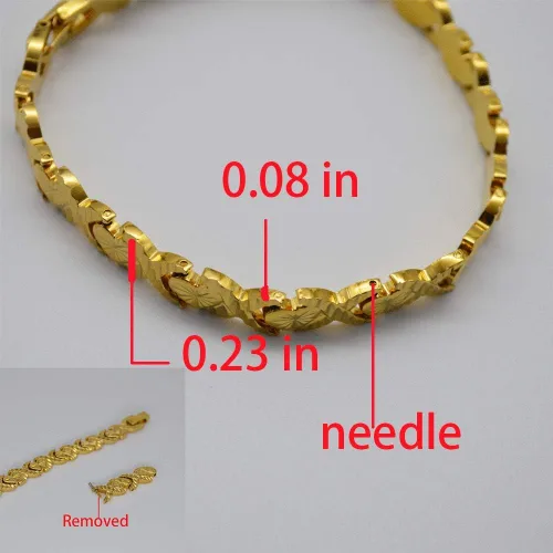 Vista 5 de LVYE Pulsera de cadena chapada en oro de 18 quilates diseño de corazón pulsera de latón macizo Forever Love Metal