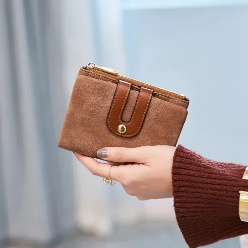 Vista 32 de AOXONEL Cartera pequeña de cuero plegable Rfid para mujer, con cremallera, bolsillo para tarjeta de identificación, delgada, compacta y delgada