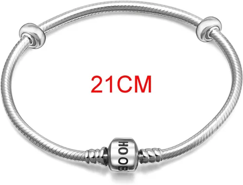 Vista 2 de Pulsera de cadena de serpiente de plata de ley 925 con 2 cuentas de tapón