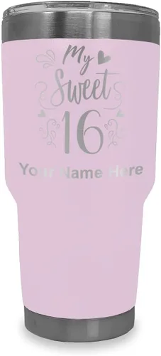 Vista 17 de LaserGram Taza aislada al vacío de 20 onzas, My Sweet 16, grabado personalizado incluido (gris)