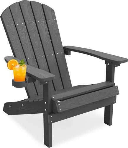 Vista 37 de YEFU Silla Adirondack de plástico resistente a la intemperie, sillas de patio con instalación fácil en 5 pasos, se ve exactamente como madera real