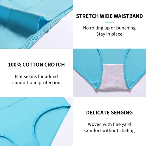 Vista 3 de CAILECOTTON Ropa interior de algodón para mujer, bragas de cintura alta, cobertura completa, bragas para mujer