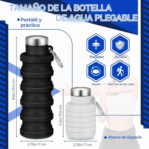 Vista 2 de Baderke - 2 botellas de agua plegables, 17 onzas, negro, gris y blanco