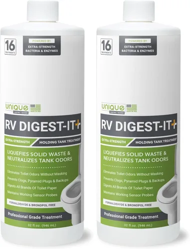 Vista 10 de Unique RV Digest-It - Tratamiento de inodoro RV – Elimina los olores en la fuente y licúa los residuos – 16 usos por botella de 32 onzas