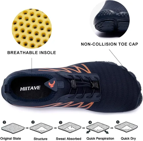 Vista 5 de HIITAVE - Zapatos acuáticos y con sensación de pies descalzos para hombre, calcetines acuáticos de secado rápido para deportes al aire libre