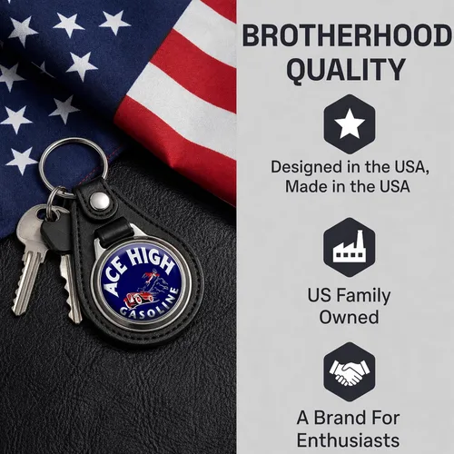 Vista 7 de Brotherhood Round Key Chain for Vintage Motor Oil, Petroleum, and