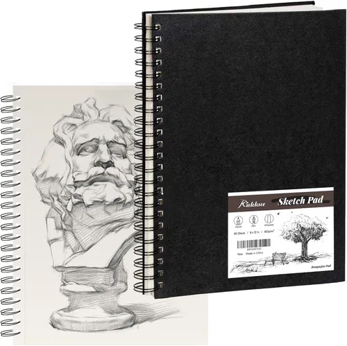 Vista 10 de KAKKUE Cuaderno de bocetos mixto de 8.5 x 11 pulgadas, 200 GSM, 80 hojas (160 páginas), bloc de dibujo encuadernado en espiral de tapa dura, papel