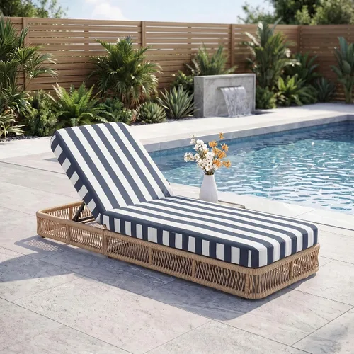 Vista 50 de Sillón tumbona para exteriores, respaldo ajustable de 5 posiciones y sillón Café/Beige