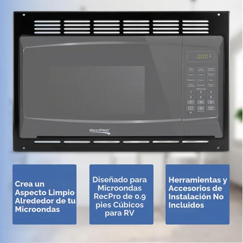 Vista 2 de RecPro Microondas RV con kit de molduras 1.0 pies cúbicos 900 W Reemplazo directo para Greystone y High Pointe (negro) Potencia de cocción