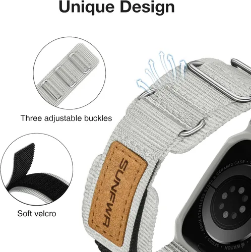 Vista 3 de SUNFWR - Correas compatibles con Apple Watch de 44 mm y 45 mm con estuche, correa deportiva resistente para Apple Watch con cubierta protectora