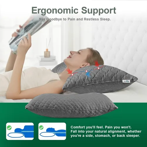 Vista 4 de CHxxy Almohada para dormir de lado para el alivio del cuello y los hombros, diseño ergonómico, almohada de firmeza media, almohadas de tamaño queen