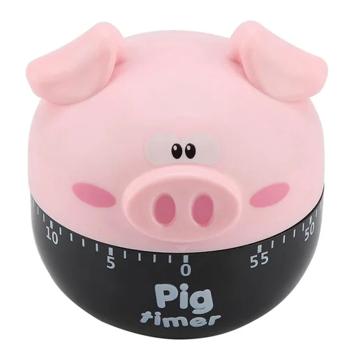 Vista 8 de GLOGLOW Timer Timer, Mechanical Cooking, ABS Material, 1-55 Minutes, Pink and Khaki, for Baking and Cooking Eggs Cute Cartoon Pig Kitchen Nan (Pink)