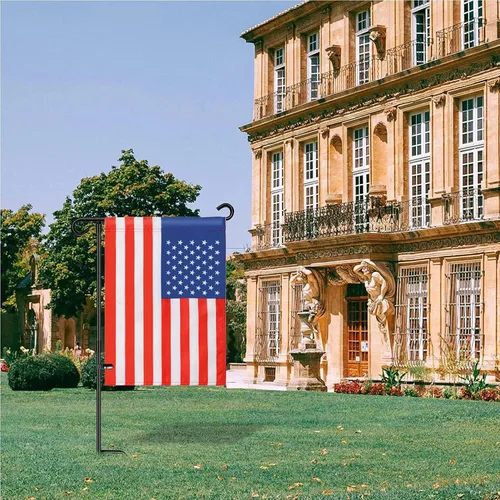 Vista 6 de Paquete de 2 banderas de jardín de Freefy de 12 x 18 pulgadas, bandera patriótica de poliéster impresa de doble cara, decoración de jardín, bandera