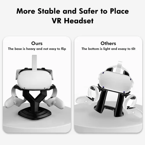 Vista 2 de AMVR Accesorios de soporte de realidad virtual compatibles con auriculares Meta Quest 2, Quest, Rift o Rift S VR y controladores táctiles, con base