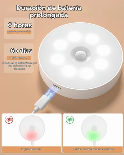 Vista 6 de GOODEA Paquete de 6 luces de disco RGB recargables con control remoto, luces de disco con sensor de movimiento de 13 colores, luz adhesiva