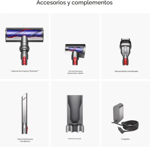 Vista 8 de Dyson Aspiradora inalámbrica V8, limpia suelos duros y alfombras, desenreda, se convierte en portátil, 115AW, 2 modos de potencia, hasta 40 minutos¹