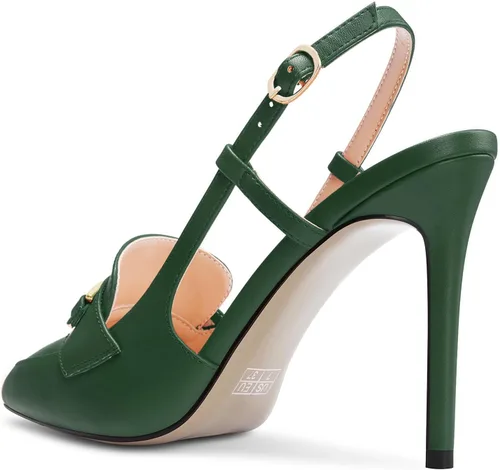 Vista 3 de NobleOnly Zapatos de tacón alto con punta puntiaguda y hebilla para mujer, zapatos de vestir casuales para oficina, zapatos de vestir de 3.9 pulgadas
