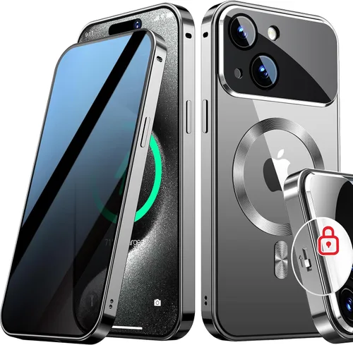 Vista 20 de Funda magnética de privacidad para iPhone 13 Pro, protección completa de la cámara, color negro [Mechanical Lock][Compatible with MagSafe]