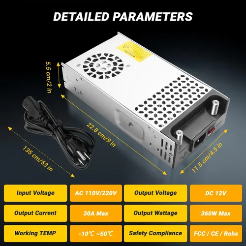 Vista 5 de Convertidor de nueva versión, convertidor de 110 V CA a 12 V CC, fuente de alimentación de 12 V, 360 W, 30 A, transformador de interruptor de CC