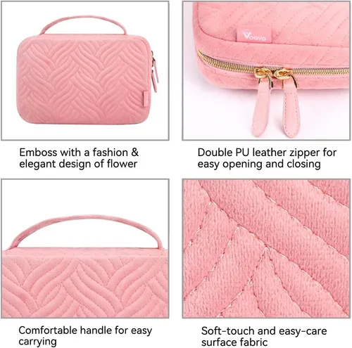 Vista 4 de Voova Estuche organizador de joyas de viaje pequeña bolsa de almacenamiento de joyas de viaje para mujeres y niñas bolsa portátil para anillos