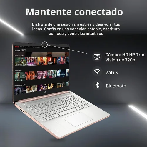Vista 3 de Laptops HP de 14 pulgadas color oro rosa con Windows 11 - 32 GB de RAM - 192 GB de almacenamiento - Microsoft 365 - Procesador Intel Celeron N4120