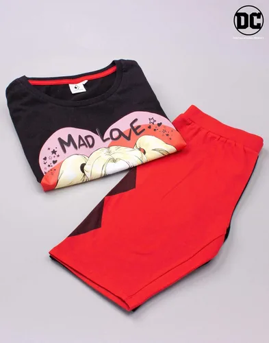 Vista 6 de DC Comics Harley Quinn Pyjamas Womens Mad Love T-shirt & Cycling Short Set