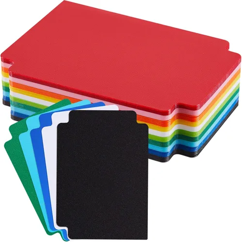 Vista 12 de 100 separadores de tarjetas intercambiables, separadores de tarjetas de plástico, separador multicolor esmerilado con pestañas, vertical estándar