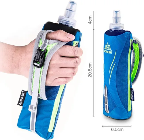 Vista 3 de AWKSPORTS Handheld Soft Water Bottle Collapsible for Running, Hand Strap Hydration Pack with 450ml Handheld Soft Flask Water Bottle (A1#Black)