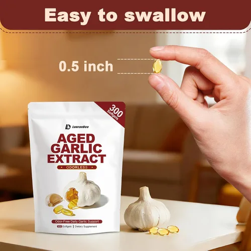 Vista 8 de Cápsulas blandas de extracto de ajo envejecido de 750 mg, suplemento de ajo inodoro, estandarizado para S-alil cisteína (SAC), fórmula madura de 24