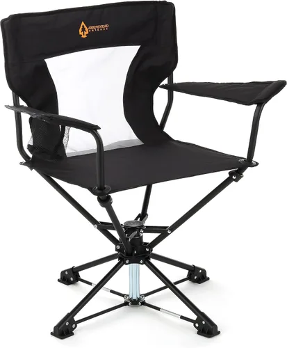 Vista 19 de ARROWHEAD OUTDOOR Silla giratoria de 360° para caza con reposabrazos, perfecta para cepos, sin patas que se hunden, soporta hasta 450 libras