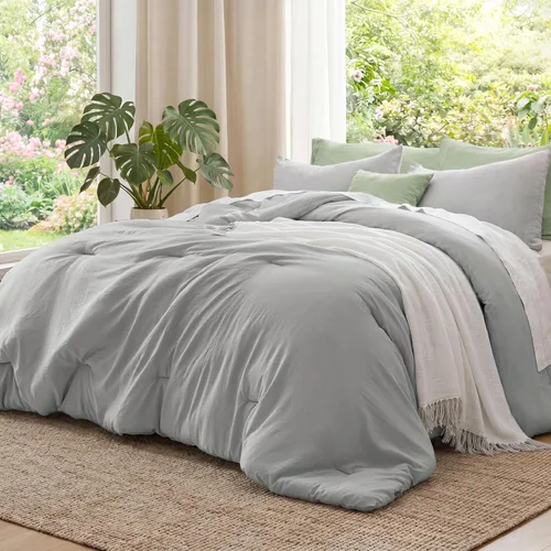 Vista 32 de Bedsure Juego edredón suave prelavado individual/individual XL, 365 días, cálido relleno alternativo GentleSoft™, 1 edredón ligero:68x88 pulgadas