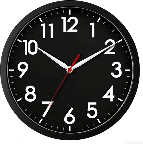 Vista 2 de AKCISOT 8 Inch Wall Clock, Silent Battery Operated Analog Clock, Black