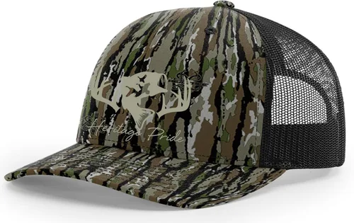 Vista 8 de Heritage Pride Sombrero de camionero de malla bordada para hombre de caza de pato de pesca de ciervos
