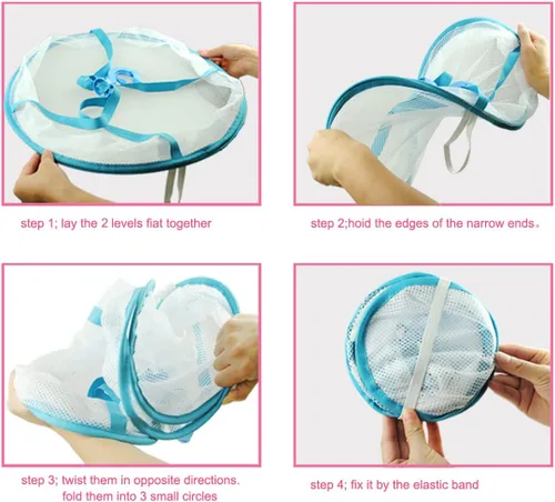 Vista 7 de Secador de suéter plegable para colgar de gran tamaño, red de malla de doble capa, ahorro de espacio, fácil de almacenar, adecuado para ropa