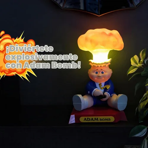 Vista 4 de Cubo de basura Adam Bomb Figural Luz de estado de ánimo para mesa de noche 10 pulgadas de alto