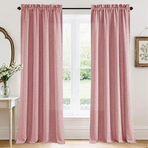 Vista 14 de RYB HOME - Cortinas de lino texturizado semitranslúcidas, privacidad media, filtro de luz, decoración de ventana para dormitorio/baño/sala de estar