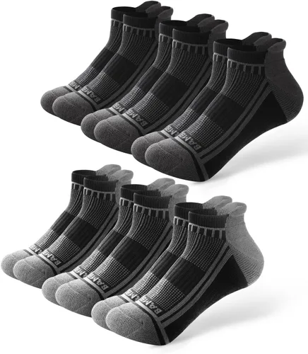 Vista 13 de BAMBOO COOL Calcetines tobilleros deportivos para hombre que absorben la 4*negro/4*gris oscuro