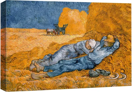 Vista 6 de Van Gogh - Lienzo con diseño giclée de olivos con cielo amarillo y sol, arte de pared de galería, estirado y enmarcado, listo para colgar, 24 x 36