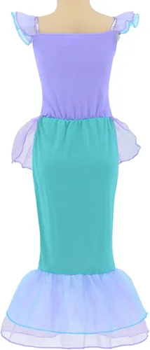 Vista 4 de Little Girls Mermaid Princess Costume Dress for Girls Dress Up Party with Crown Mace