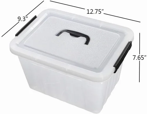 Vista 2 de Cand - Contenedor de almacenamiento con tapa de 12 cuartos de galón con mango negro, cajas de plástico con cierre
