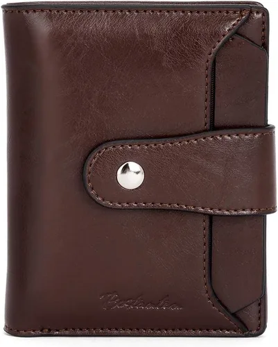 Vista 11 de BOSTANTEN Cartera de piel para mujer, con bloqueo RFID, pequeña, plegable, con bolsillo con cremallera, tarjetero, con ventana de identificación