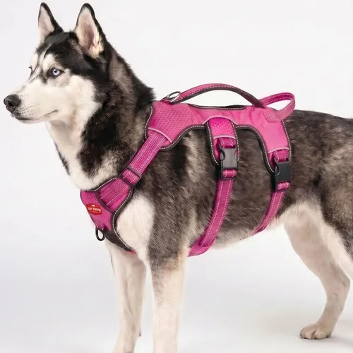 Vista 22 de Tuff Pupper Arnés para perro sin escape a prueba de escape, arnés ajustable de 5 puntos para perros, arneses acolchados para perros, arneses