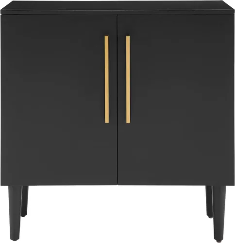 Vista 4 de Crosley Furniture Everett Accent - Armario de almacenamiento, soporte para tocadiscos, soporte para discos de vinilo, negro mate