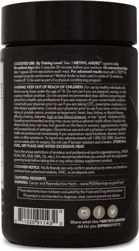 Vista 4 de PMD Sports Methyl Andro con DHEA - Potenciador de testosterona para hombres y mujeres - Apoya el crecimiento muscular y la fuerza para levantamiento